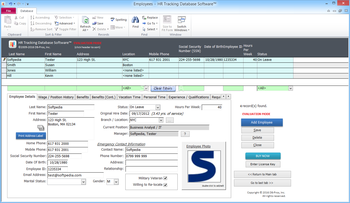 HR Tracking Database Software screenshot