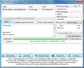 HS POP3 Library screenshot
