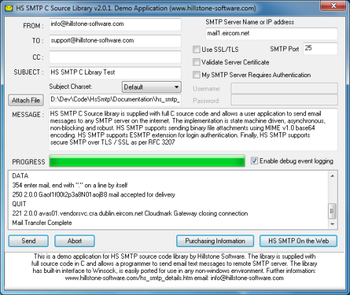 HS SMTP C Source Library screenshot