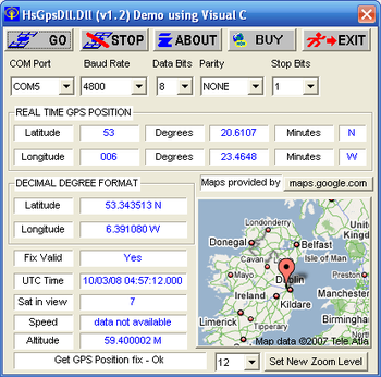 HsGpsDll NMEA 183 Library screenshot