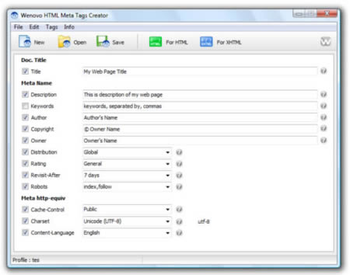 HTML Meta Tags Creator screenshot