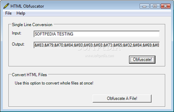 HTML Obfuscator screenshot