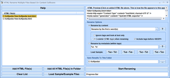 HTML Rename Multiple Files Based On Content Software screenshot