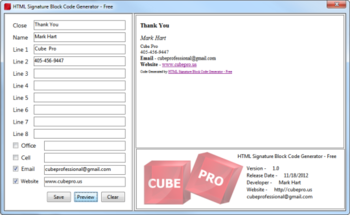 HTML Signature Block Code Generator screenshot