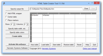 HTML Table Creator Tool screenshot
