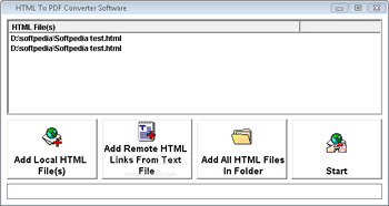 HTML To PDF Converter Software screenshot