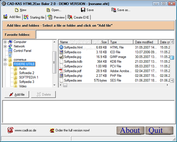 HTML2Exe Baler screenshot