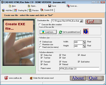 HTML2Exe Baler screenshot 2