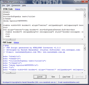 HTML2PHP Converter screenshot