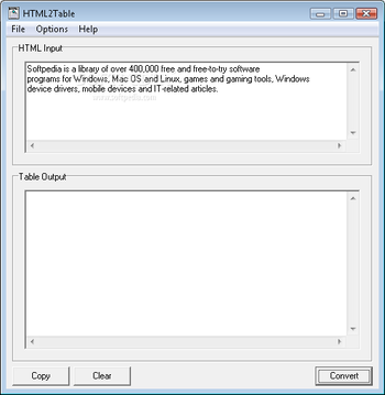 HTML2Table screenshot