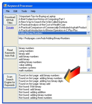 HubPages Keyword Analyzer screenshot