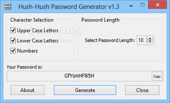 Hush-Hush Password Generator screenshot