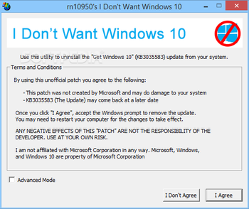 I Don't Want Windows 10 screenshot