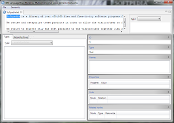 IBM LanguageWare Miner for Multidimensional Socio-Semantic Networks screenshot