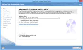 IBM ToolsCenter Bootable Media Creator screenshot