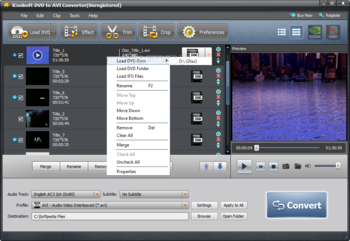 iCoolsoft DVD to AVI Converter screenshot
