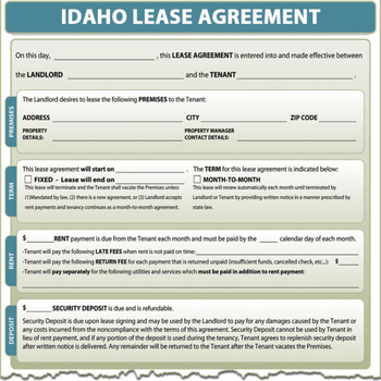 Idaho Lease Agreement screenshot