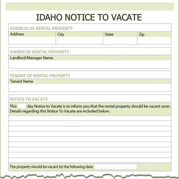 Idaho Notice To Vacate screenshot
