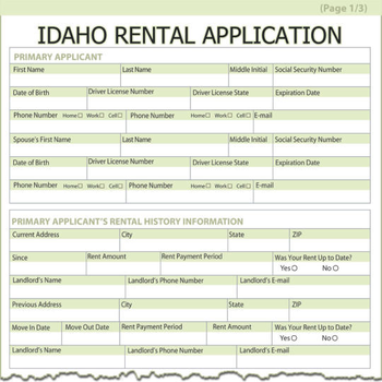Idaho Rental Application screenshot