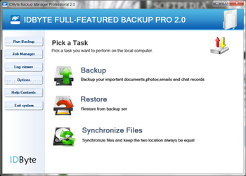 IDByte Full-Featured Backup Pro screenshot
