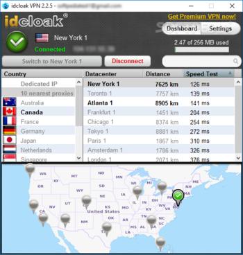 idcloak VPN screenshot