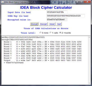 IDEA Block Chiper Calculator screenshot