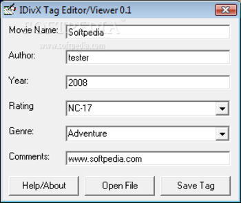 IDivX Tag Editor screenshot