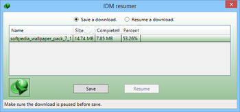 IDM resumer screenshot