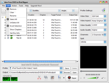 idoo Free DVD to iPod Ripper screenshot 2