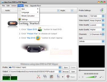 idoo Free DVD to PSP Ripper screenshot 2