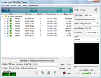 idoo Free DVD to WMV Ripper screenshot