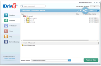 IDrive Online Backup screenshot