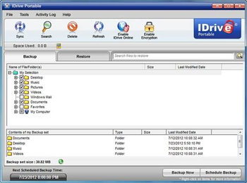 IDrive Portable screenshot
