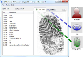 IDX BioSuite NIST Viewer screenshot