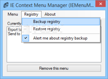 IE Context Menu Manager (IEMenuMan) screenshot 3