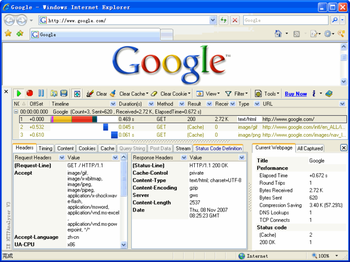 IE HTTP Analyzer screenshot