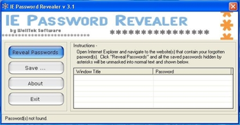 IE Password Revealer screenshot