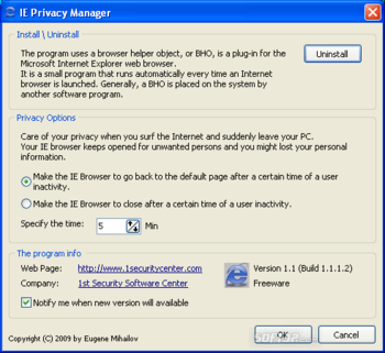 IE Privacy Manager screenshot 2
