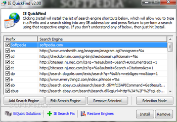 IE QuickFind screenshot