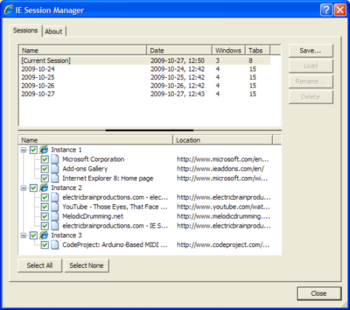 IE Session Manager screenshot