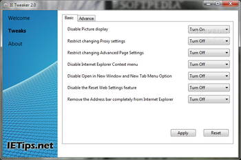 IE Tweaker screenshot