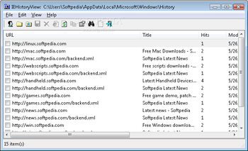 IEHistoryView screenshot