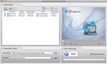 iFunia 3GP Converter for Mac screenshot
