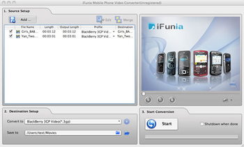 iFunia Mobile Phone Video Converter for Mac screenshot