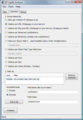 IIS Logfile Analyser screenshot