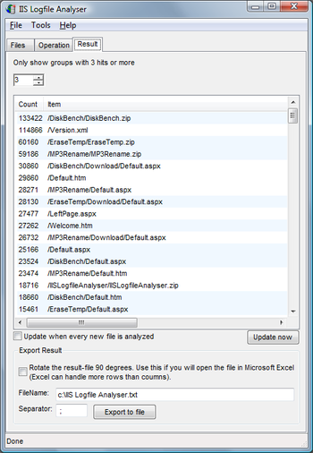 IIS Logfile Analyser screenshot 2