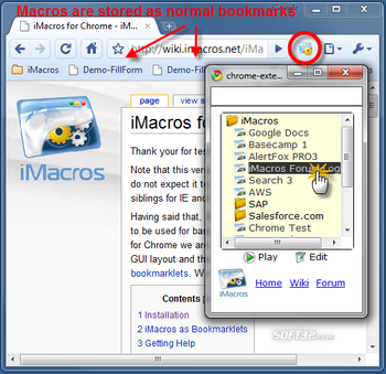 iMacros for Chrome screenshot