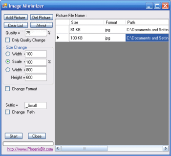 Image Minimizer screenshot