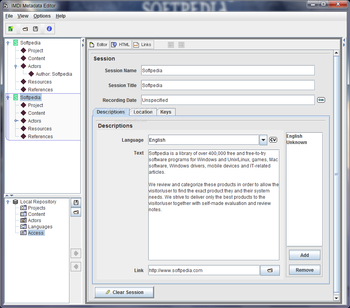IMDI Metadata Editor screenshot