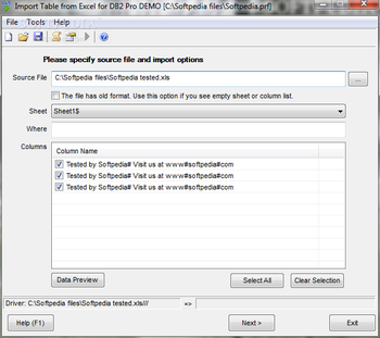 Import Table from Excel for DB2 Pro screenshot